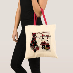 RAB Rockabilly Cherry Christmas Santa Gifts Tote Bag