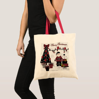 RAB Rockabilly Cherry Christmas Santa Gifts Tote Bag