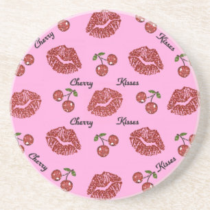 RAB Rockabilly Cherry Kisses on Pink Coaster