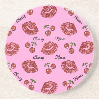 RAB Rockabilly Cherry Kisses on Pink Coaster