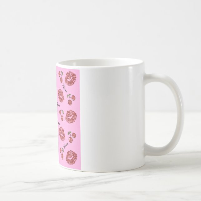RAB Rockabilly Cherry Kisses on Pink Coffee Mug (Right)