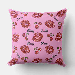RAB Rockabilly Cherry Kisses on Pink Cushion