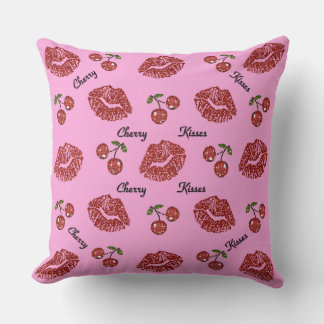 RAB Rockabilly Cherry Kisses on Pink Cushion