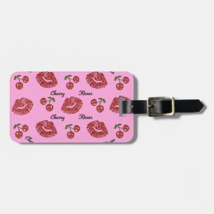 RAB Rockabilly Cherry Kisses on Pink Luggage Tag
