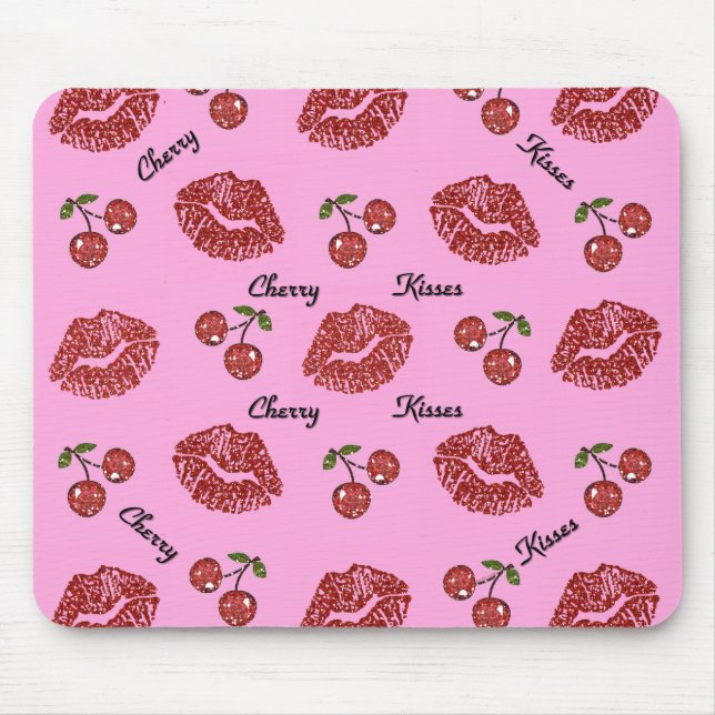 RAB Rockabilly Cherry Kisses on Pink Mouse Pad (Front)