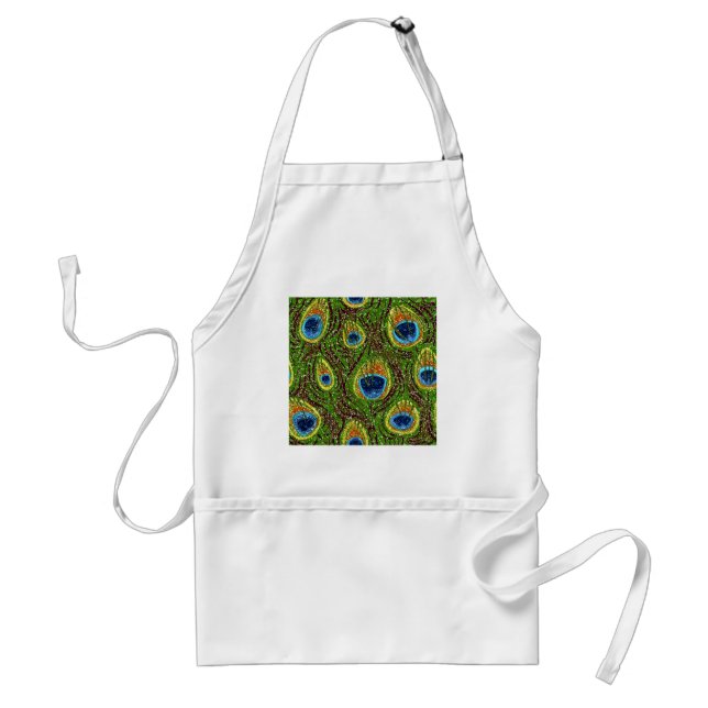 RAB Rockabilly Colorful Peacock Feathers Print Standard Apron (Front)