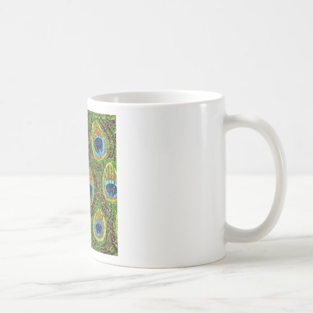 RAB Rockabilly Colourful Peacock Feathers Print Coffee Mug (Right)