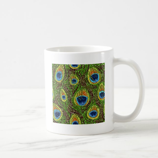 RAB Rockabilly Colourful Peacock Feathers Print Coffee Mug (Right)