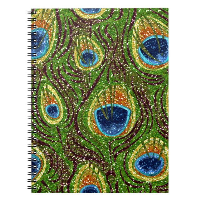 RAB Rockabilly Colourful Peacock Feathers Print Notebook (Front)