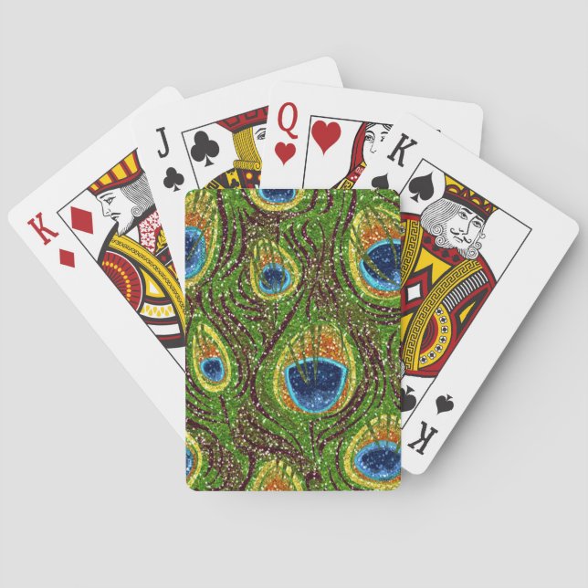RAB Rockabilly Colourful Peacock Feathers Print Playing Cards (Back)
