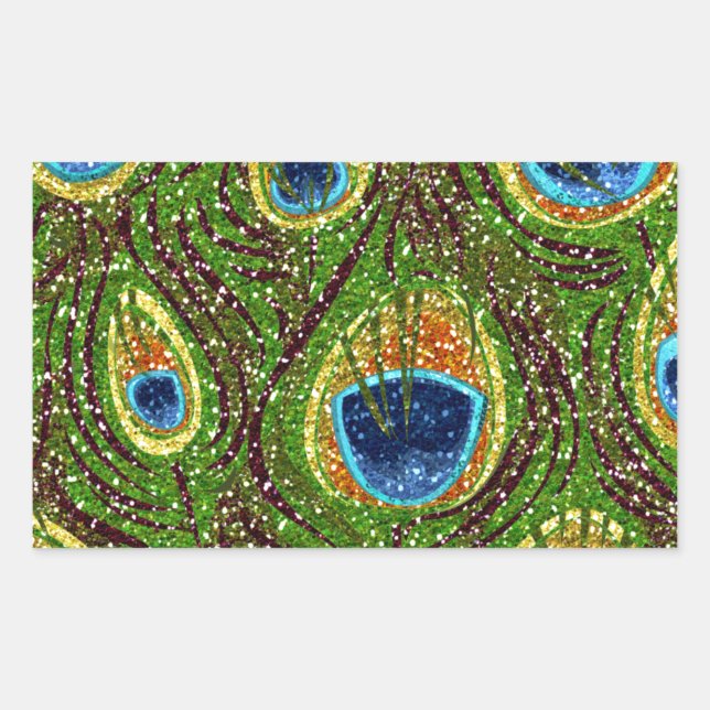 RAB Rockabilly Colourful Peacock Feathers Print Rectangular Sticker (Front)