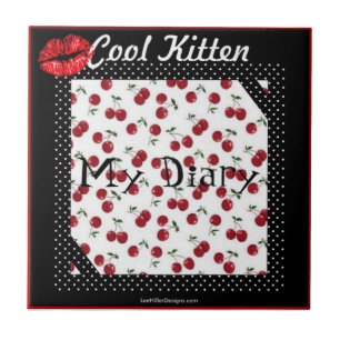 RAB Rockabilly Cool Kitten Cherry Kiss Print Tile