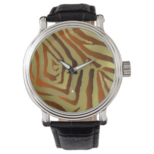 RAB Rockabilly Gold Orange Zebra Print Designer Watch