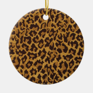 RAB Rockabilly Leopard Print Brown Gold Ceramic Ornament