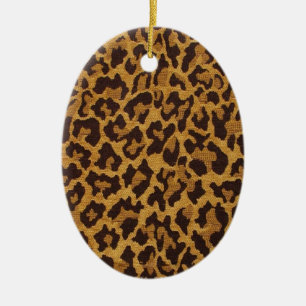 RAB Rockabilly Leopard Print Brown Gold Ceramic Ornament