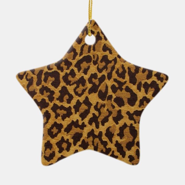 RAB Rockabilly Leopard Print Brown Gold Ceramic Ornament (Front)