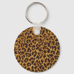 RAB Rockabilly Leopard Print Brown Gold Key Ring