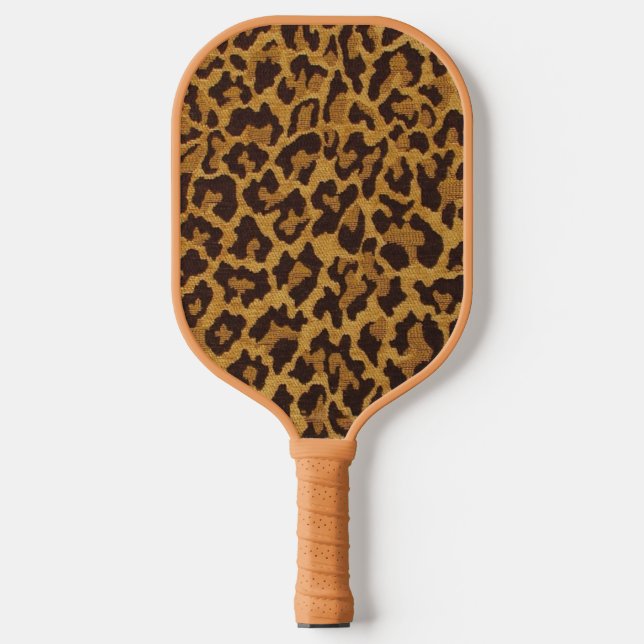 RAB Rockabilly Leopard Print Brown Gold Pickleball Paddle (Front)