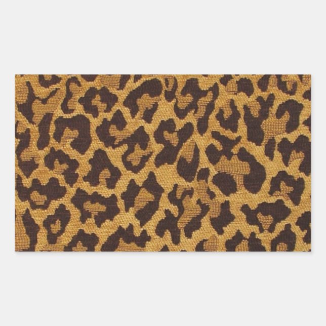 RAB Rockabilly Leopard Print Brown Gold Rectangular Sticker (Front)