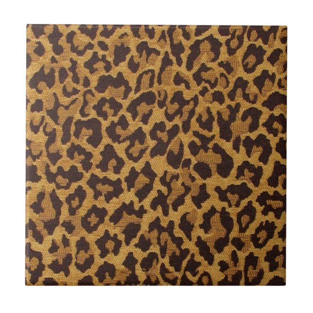 RAB Rockabilly Leopard Print Brown Gold Tile (Front)