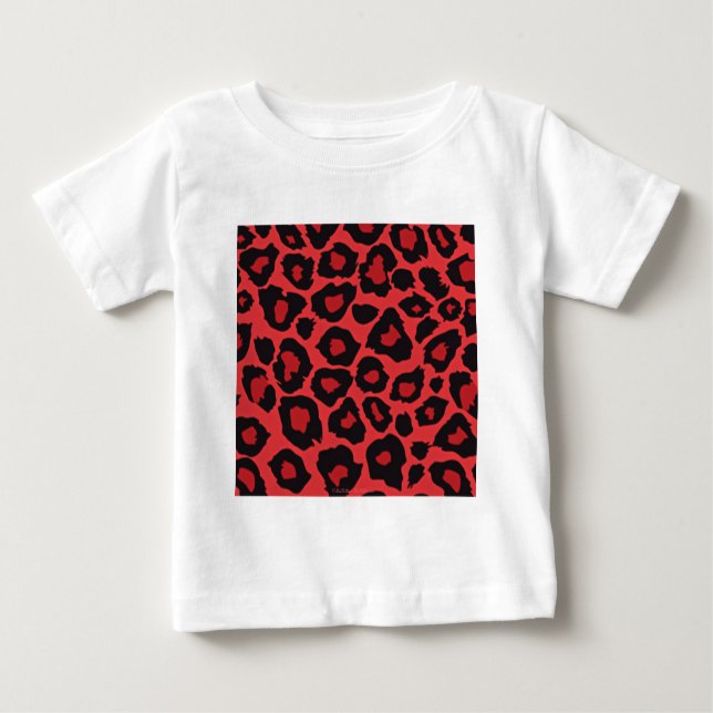 RAB Rockabilly Leopard Print Red Black Baby T-Shirt (Front)