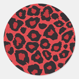 RAB Rockabilly Leopard Print Red Black Classic Round Sticker
