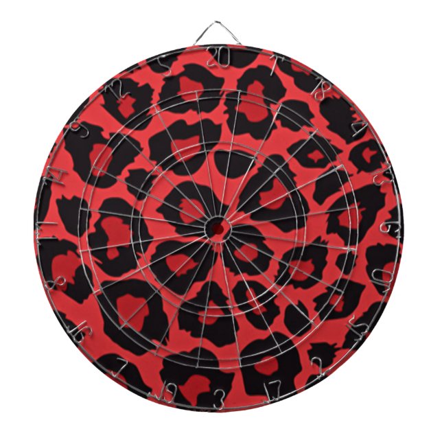 RAB Rockabilly Leopard Print Red Black Dartboard (Front)