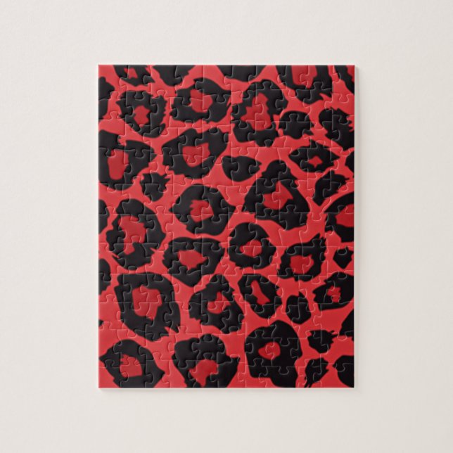 RAB Rockabilly Leopard Print Red Black Jigsaw Puzzle (Vertical)