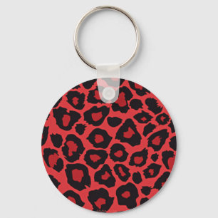 RAB Rockabilly Leopard Print Red Black Key Ring
