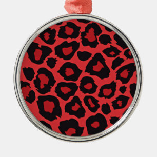 RAB Rockabilly Leopard Print Red Black Metal Tree Decoration