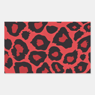 RAB Rockabilly Leopard Print Red Black Rectangular Sticker