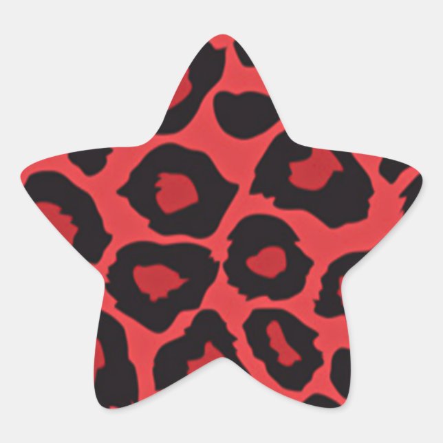 RAB Rockabilly Leopard Print Red Black Star Sticker (Front)