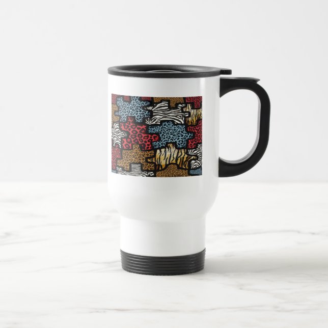 RAB Rockabilly Leopard Zebra Puzzle Print Gifts Travel Mug (Right)