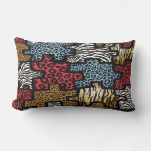 RAB Rockabilly Leopard Zebra Puzzle Print Pillow