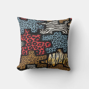 RAB Rockabilly Leopard Zebra Puzzle Print Pillow
