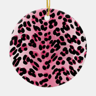 RAB Rockabilly Pink Cheetah Print Ceramic Ornament