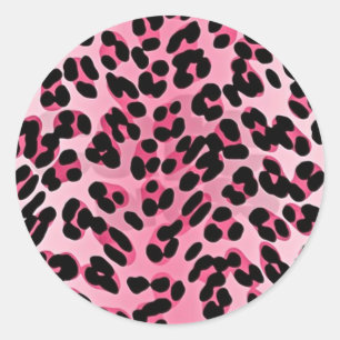 RAB Rockabilly Pink Cheetah Print Classic Round Sticker