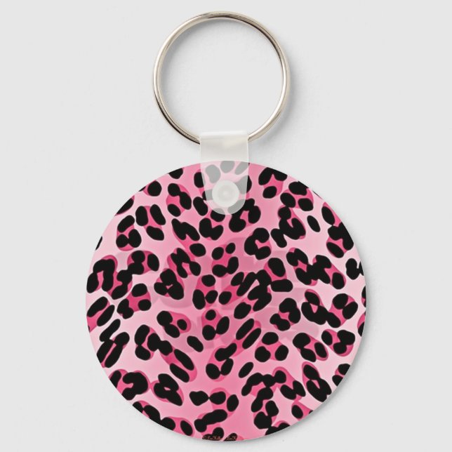 RAB Rockabilly Pink Cheetah Print Key Ring (Front)