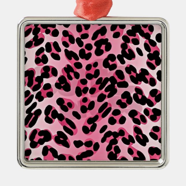 RAB Rockabilly Pink Cheetah Print Metal Tree Decoration (Front)