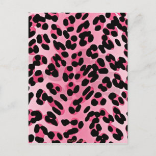 RAB Rockabilly Pink Cheetah Print Postcard