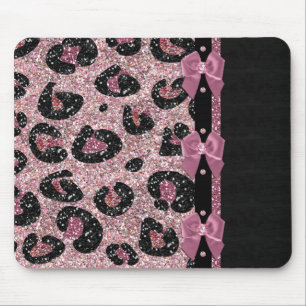 RAB Rockabilly Pink Leopard Print Ribbon Bows Mouse Pad