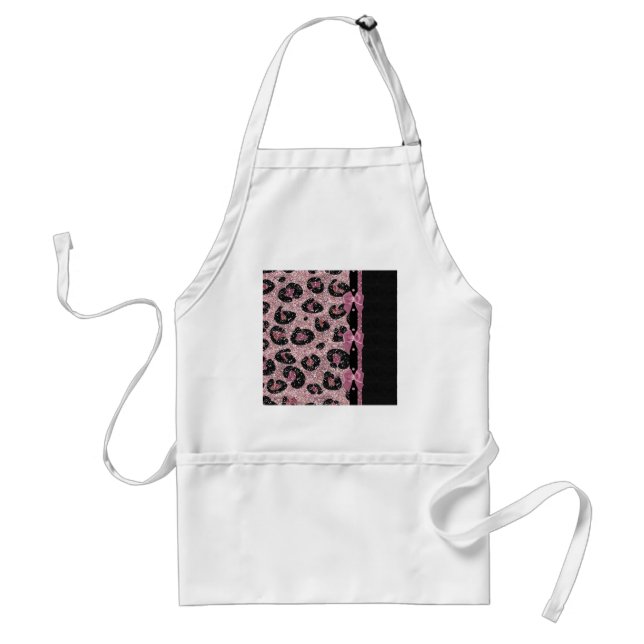 RAB Rockabilly Pink Leopard Print Ribbon Bows Standard Apron (Front)