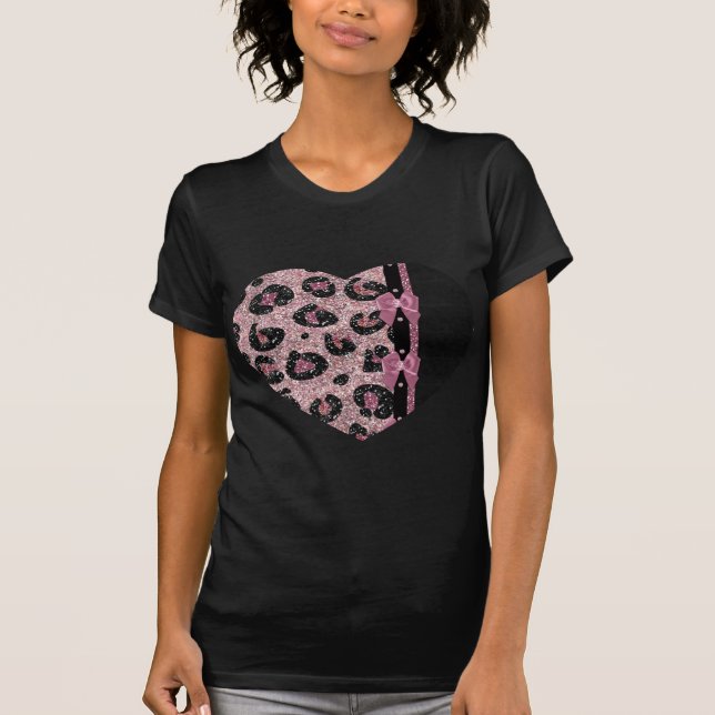 RAB Rockabilly Pink Leopard Print Ribbon Bows T-Shirt (Front)