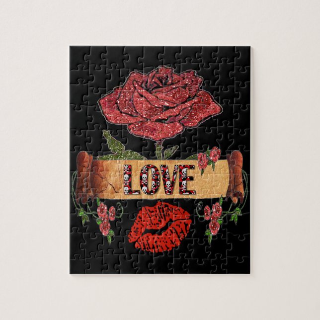 RAB Rockabilly Roses, Love & Lipstick Jigsaw Puzzle (Vertical)
