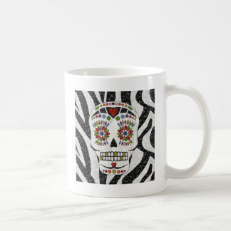 RAB Rockabilly Sugar Skull on Zebra Print Coffee Mug