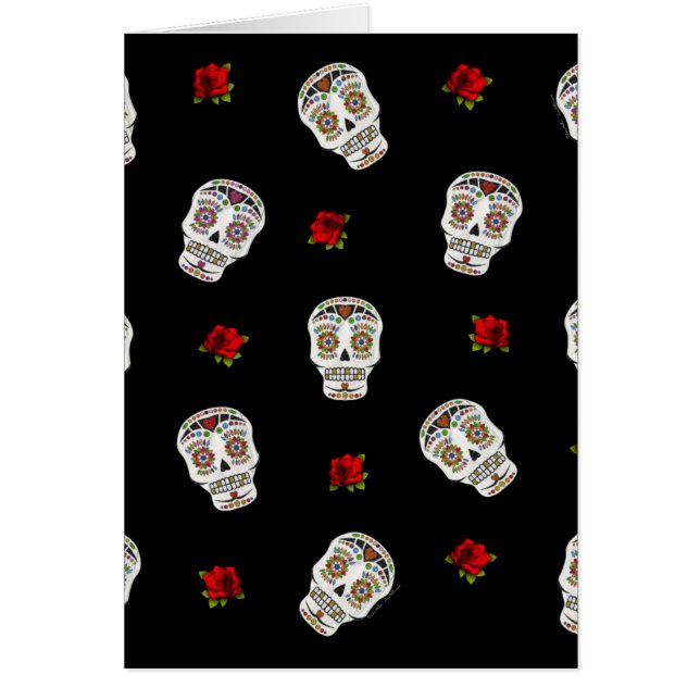 RAB Rockabilly Sugar Skulls Roses On Black (Front)