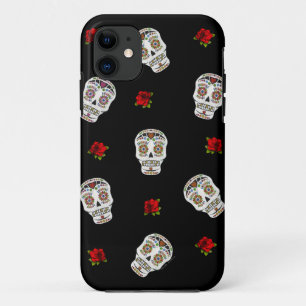 RAB Rockabilly Sugar Skulls Roses On Black iPhone 11 Case