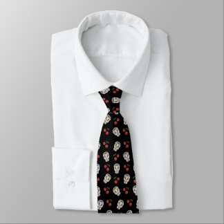 RAB Rockabilly Sugar Skulls Roses On Black II Tie