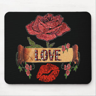 RAB Rockabilly Valentine Roses, Love & Lipstick Mouse Pad