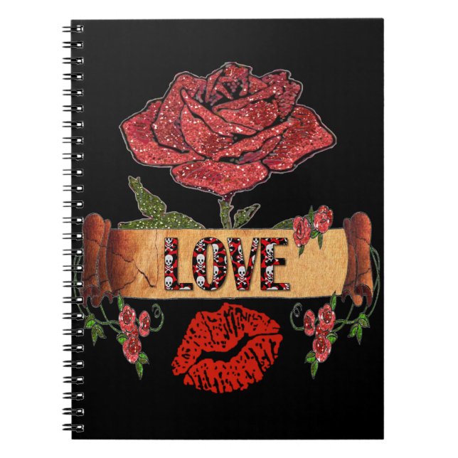 RAB Rockabilly Valentine Roses, Love & Lipstick Notebook (Front)